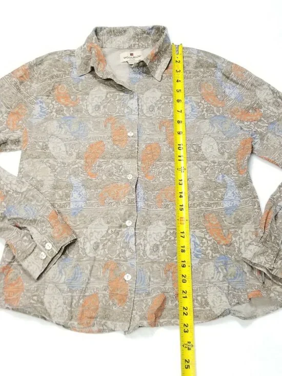 Woolrich Shirt Womens M Medium Long Sleeve Print Paisley Colorful Button Western - Picture 6 of 7
